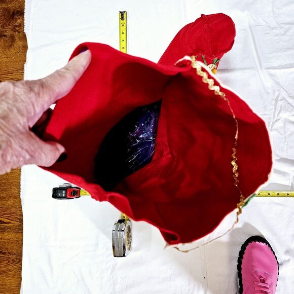 Vintage Large 22" Felt Pompoms Pixie Elf Christmas Stocking Tree Snowman 1960s - Picture 14 of 15